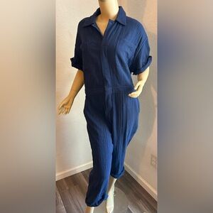 NWT Blue Free People Jumpsuit with Rope Tieback, Small, MSRP $98